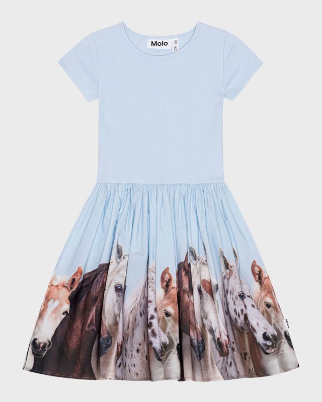 Girl's Cissa Horse Graphic Dress, Size 2-4T